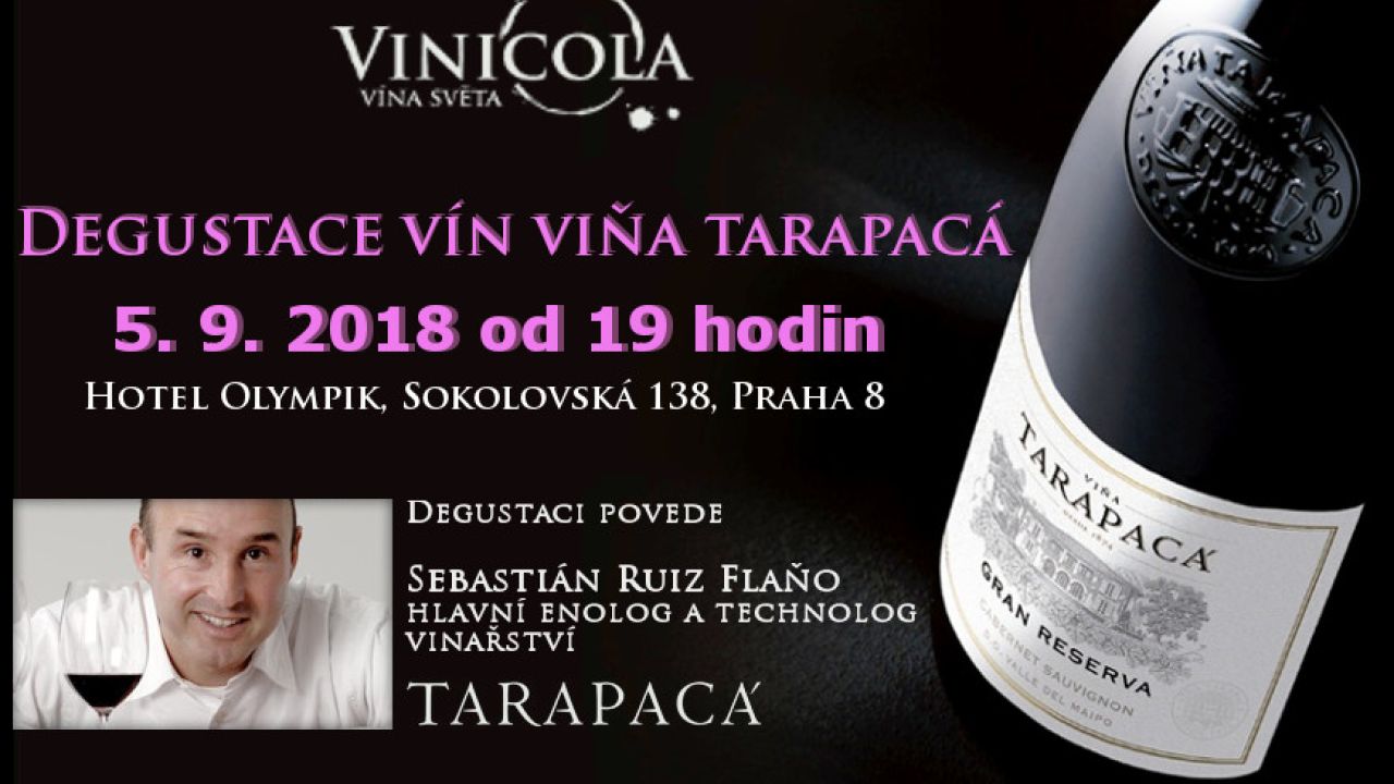 Degustace s hlavním vinařem Viňa Tarapaca 5. 9. 2018